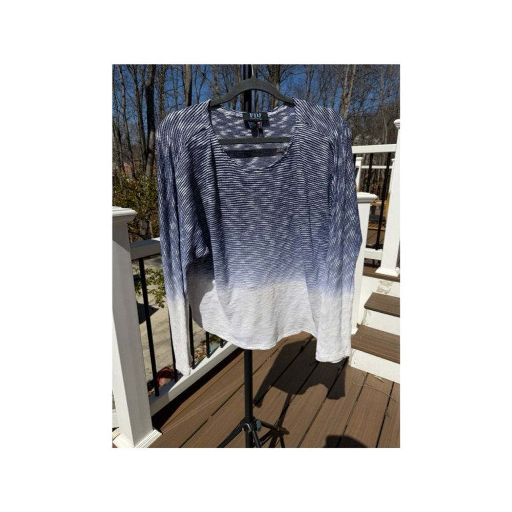 FDJ French Dressing Jeans Blue White Ombre Crew Neck Sweater XL (EUC)